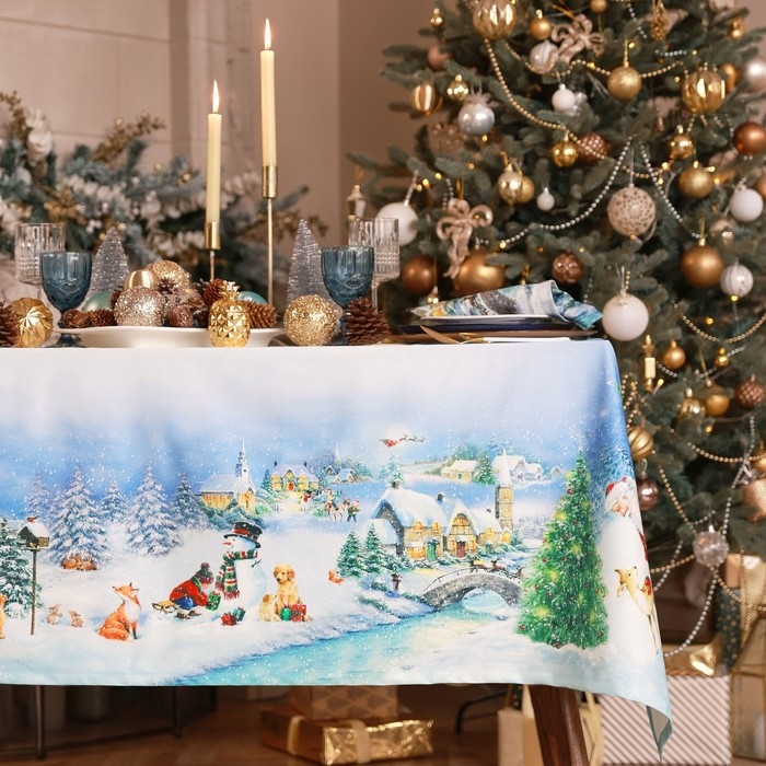 Скатерть Этель &laquo;Рождественский вечер&raquo;, 110х150 см, с ВГМО, 100% хл, саржа 190 г/м2