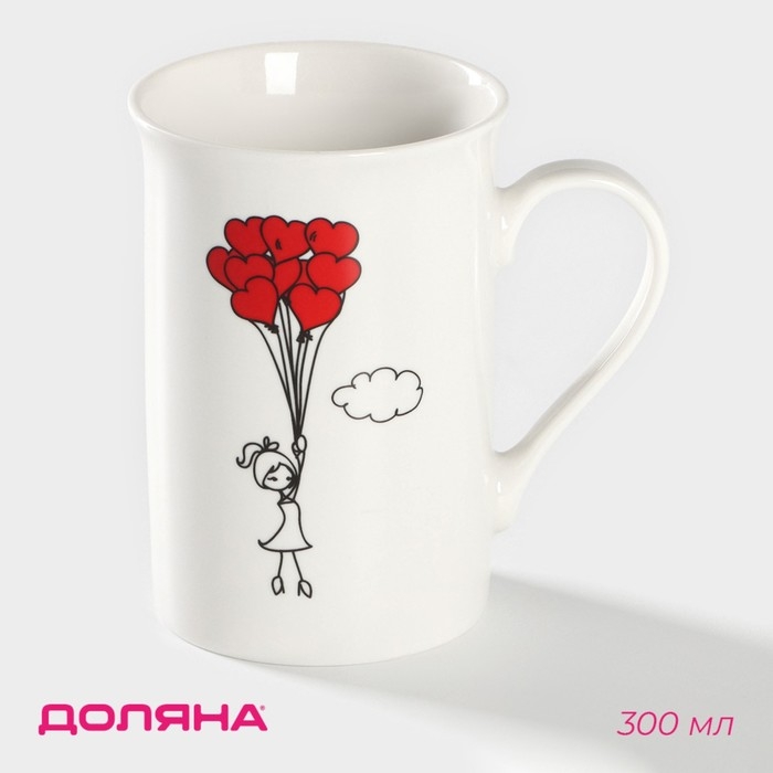 Кружка фарфоровая Доляна «Навстречу любви», 300 мл, цвет белый Кружка фарфоровая Доляна «Навстречу любви», 300 мл, цвет белый