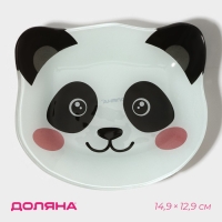Тарелка стеклянная Доляна &laquo;Пандамэн&raquo;, 14,9&times;12,9 см, цвет белый