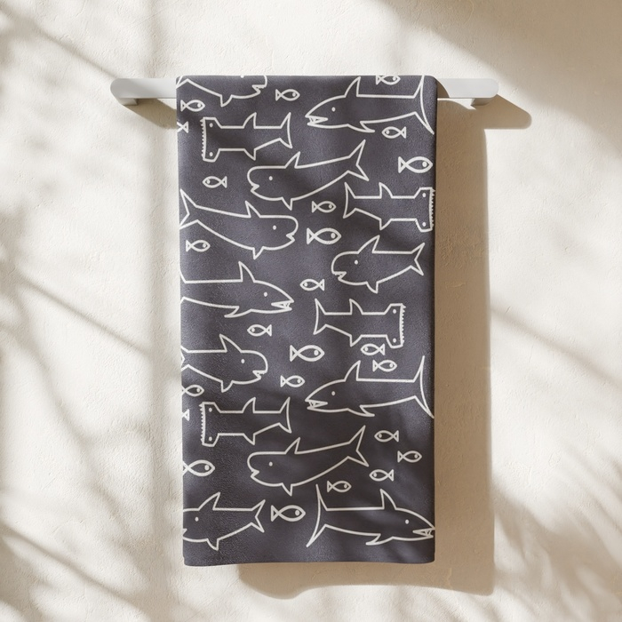 Полотенце махровое "Этель" Акулы, 70х130 см, 100% хлопок, 420гр/м2