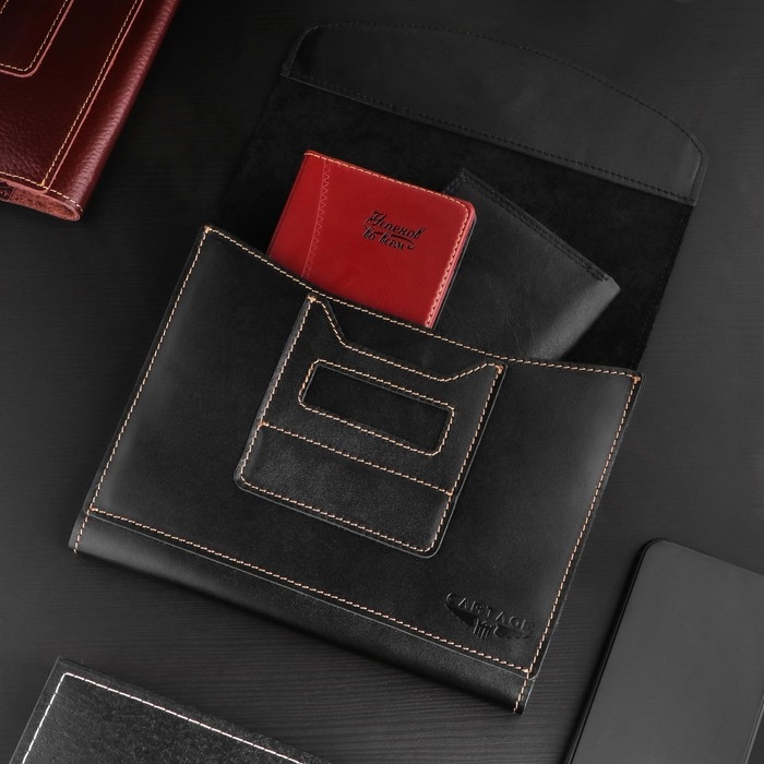 Папка для автодокументов Cartage, натуральная кожа, черная, 22 х 18 х 4,5 см Папка для автодокументов Cartage, натуральная кожа, черная, 22 х 18 х 4,5 см