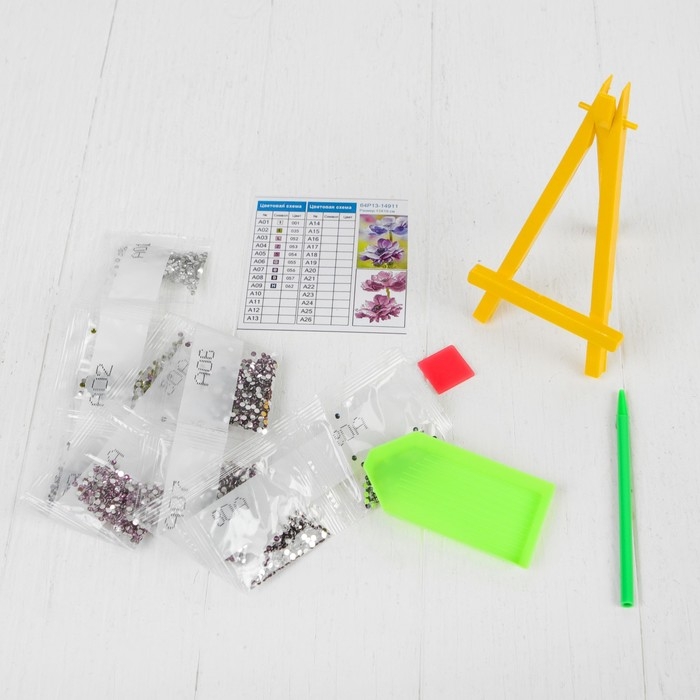 Алмазная мозаика с частичным заполнением на подставке &laquo;Цветы&raquo;, 13 х 19 см, картон