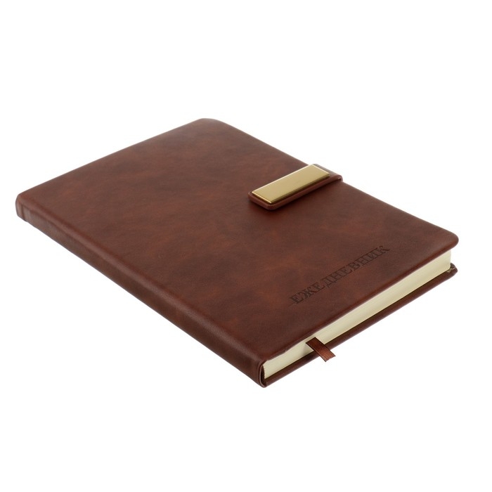 Ежедневник недатированный А5, 116 листов в клетку, с хлястиком, обложка кожзам, МИКС