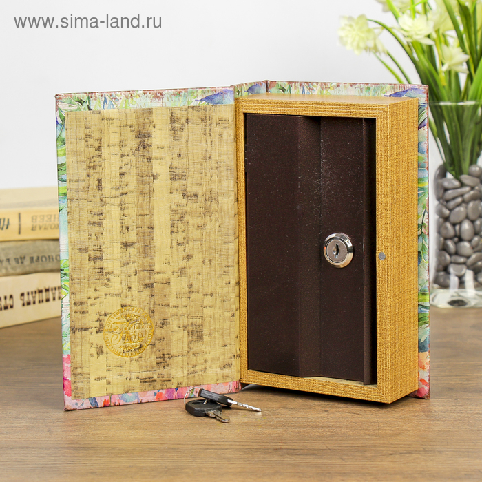 Сейф-книга дерево Сейф-книга дерево "Цветы, нарисованные акварелью" кожзам 21х13х5 см