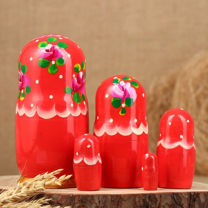 Матрёшка &laquo;Авдосья&raquo;, красное платье, 5 кукольная, 18 см