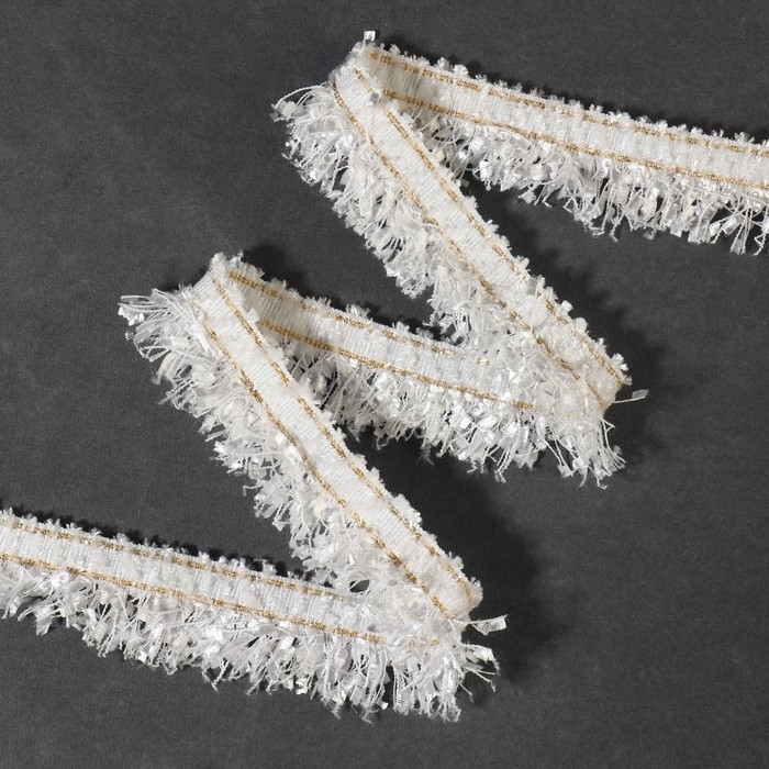 Тесьма декоративная «Твидовая», односторонняя, 35 мм, 5 ± 0,5 м, цвет белый Тесьма декоративная «Твидовая», односторонняя, 35 мм, 5 ± 0,5 м, цвет белый