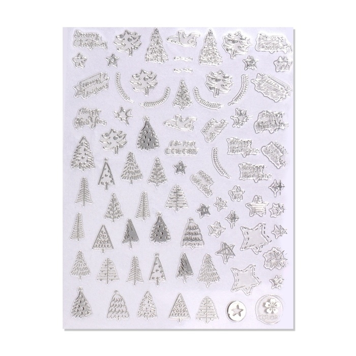 Новый год! Наклейки для ногтей &laquo;Праздник&raquo;, объёмные, фольгированные, цвет серебристый