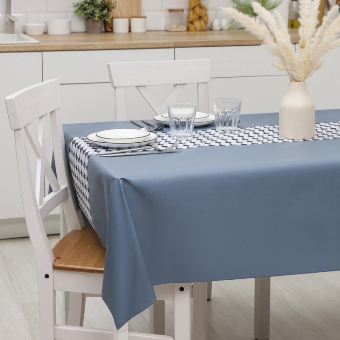 Клеёнка на стол &laquo;Федерико&raquo;, на тканевой основе, рулон 20 метров, ширина 137 см, толщина 0,25 мм, цвет синий