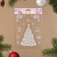 Набор наклеек новогодних "Ёлка белая" вырубная, 40 х 30 см Набор наклеек новогодних "Ёлка белая" вырубная, 40 х 30 см