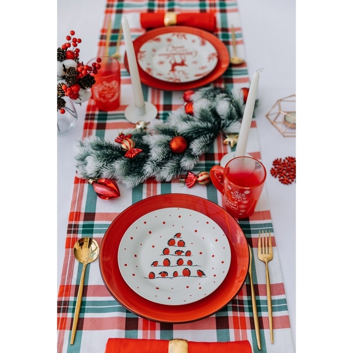 Новый год. Тарелка керамическая &laquo;Снегири&raquo;, 20 см