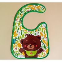 Нагрудник для кормления &laquo;Мишка&raquo; непромокаемый на липучке, с карманом