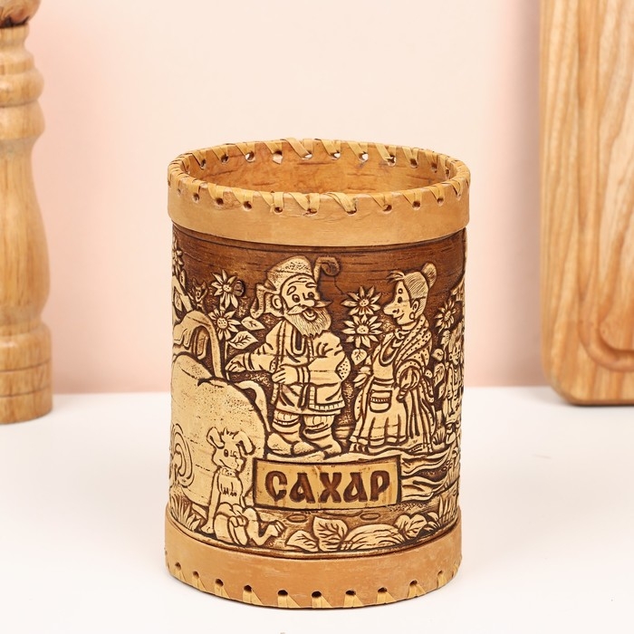 Туес &laquo;Деревня", сахар, 10 х 10 х 14 см