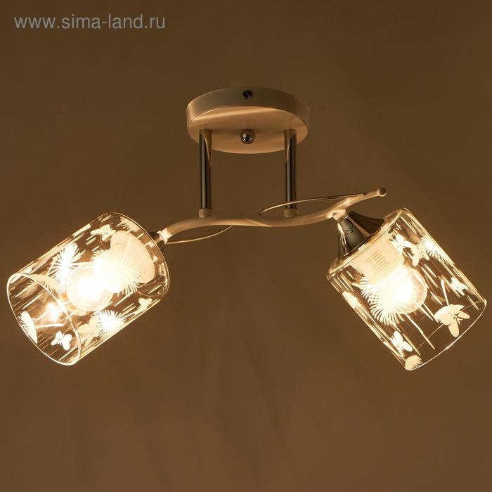 Люстра ГАЛЛОП 880521 2х60Вт Е27 белый матовый/хром Люстра ГАЛЛОП 880521 2х60Вт Е27 белый матовый/хром