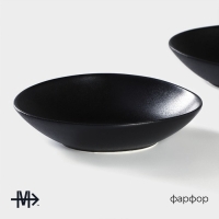 Тарелка глубокая фарфоровая Magistro Carbon, 17,5×15 см, цвет чёрный Тарелка глубокая фарфоровая Magistro Carbon, 17,5×15 см, цвет чёрный