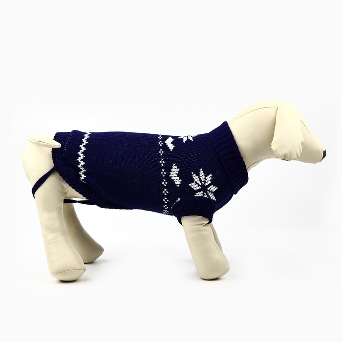 Одежда для собак. Свитер вязаный с орнаментом &laquo;Новогодний&raquo;, синий, размер L
