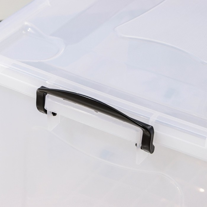 Контейнер для хранения с крышкой, 50 л, 61&times;39&times;32 см, на колёсиках, прозрачный