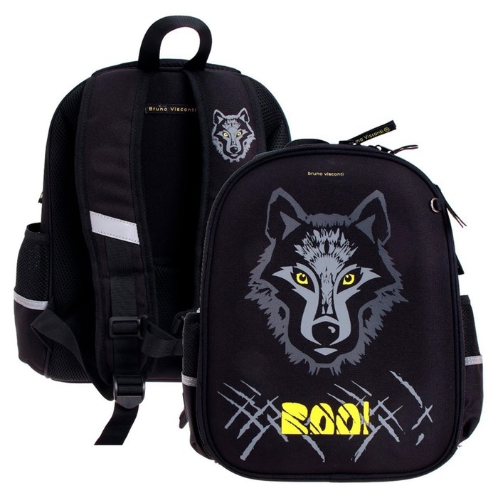 Рюкзак каркасный 36 х 28 х 17 см, Bruno Visconti Рюкзак каркасный 36 х 28 х 17 см, Bruno Visconti "Взгляд зверя. Волк"