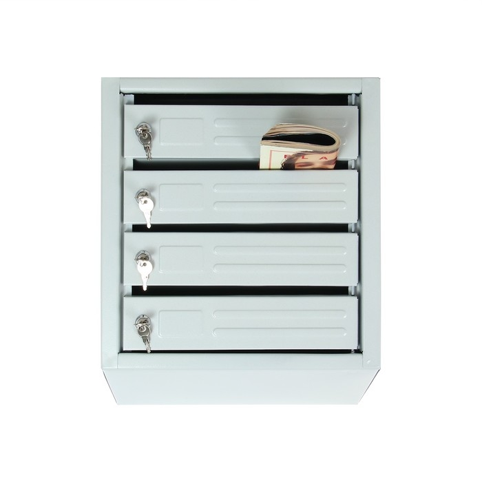 Ящик почтовый многосекционный, 4 секций, с задней стенкой, серый, дверка МИКС Ящик почтовый многосекционный, 4 секций, с задней стенкой, серый, дверка МИКС