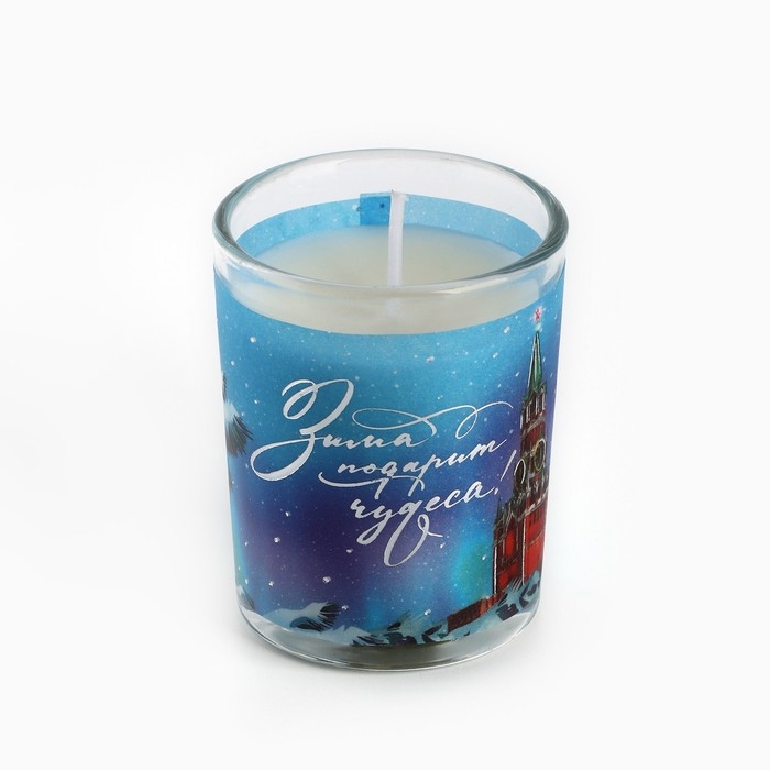 Свеча Свеча новогодняяс калькой &laquo;Новый год: Чудеса&raquo;, аромат апельсин,5х6х5 см