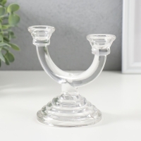 Подсвечник стекло на 2 свечи "Фраппе" прозрачный 9х14х12 см