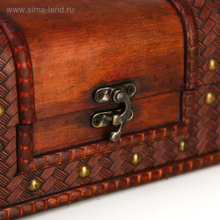 Шкатулка дерево состаренная Шкатулка дерево состаренная "С заклёпками" сундучок 10,5х18х11 см