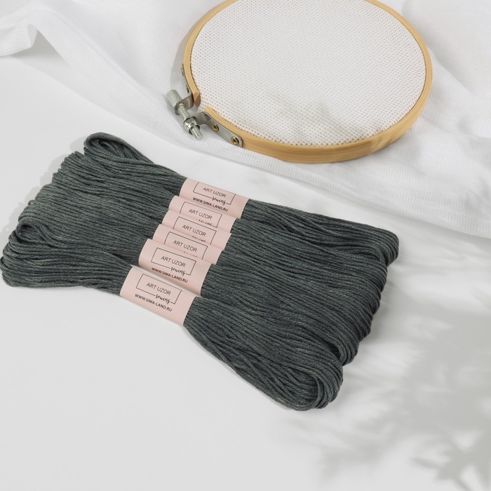 Набор ниток мулине №413, 8 &plusmn; 1 м, 6 шт, цвет тёмно-серый