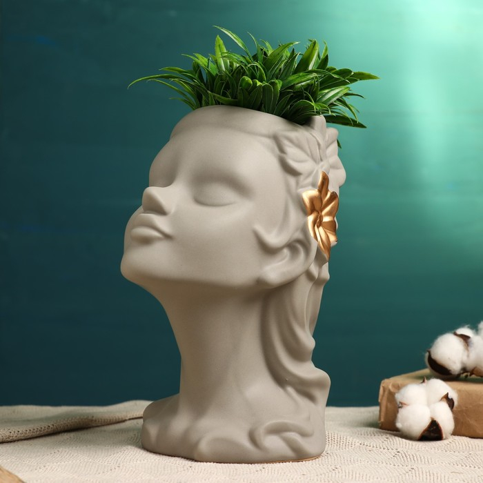 Кашпо - ваза "Лилит" серое 25*14см