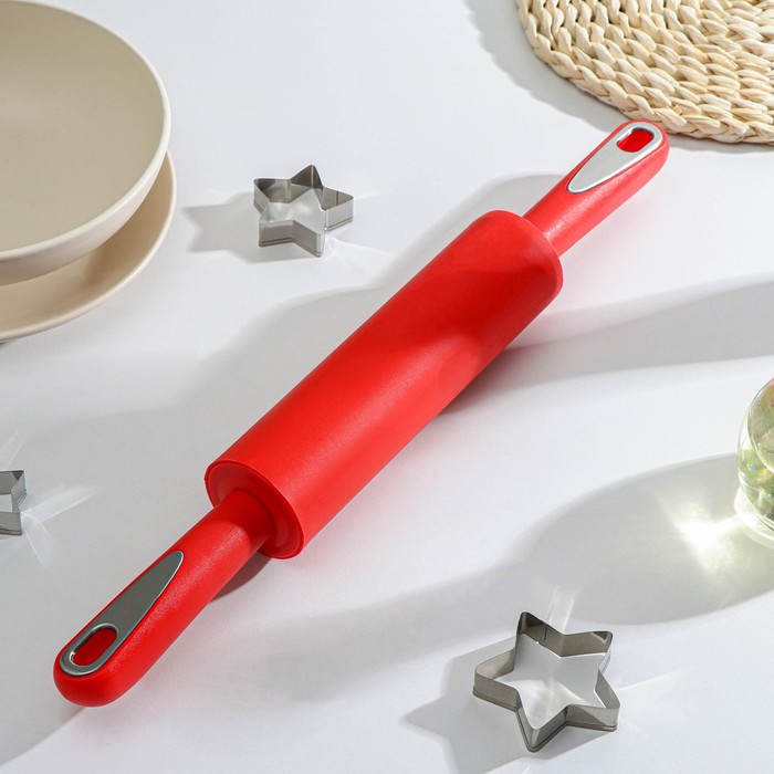 Скалка Доляна «Каппадокия», 43×5 см, рабочая часть 19,5 см, цвет красный Скалка Доляна «Каппадокия», 43×5 см, рабочая часть 19,5 см, цвет красный