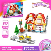 Конструктор «Новый год. Домик со снегоходом», 597 деталей Конструктор «Новый год. Домик со снегоходом», 597 деталей