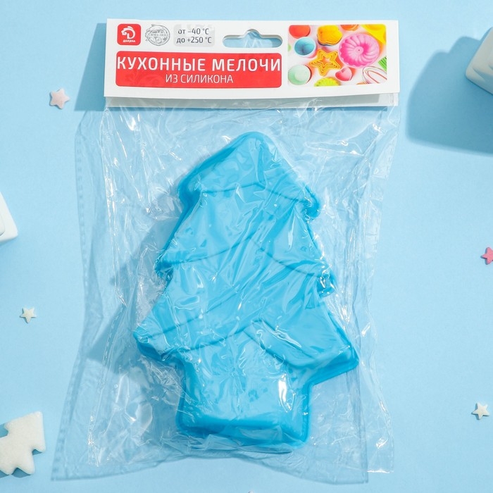 Форма для выпечки новогодняя Доляна &laquo;Ёлочка&raquo;, силикон, 13,5&times;10,5 см, цвет синий