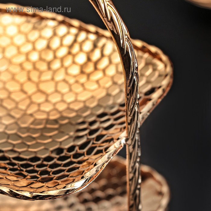 Подставка сервировочная «Валерия», 11×12×28 см , 3 яруса, цельная, цвет золотой Подставка сервировочная «Валерия», 11×12×28 см , 3 яруса, цельная, цвет золотой