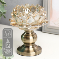 Подсвечник стекло на 1 свечу "Лотос" на ножке карамель 12,5х12х12 см Подсвечник стекло на 1 свечу "Лотос" на ножке карамель 12,5х12х12 см