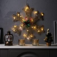 Светодиодная фигура «Снежинка с бусинами» 50 см, металл, 220 В, свечение тёплое белое Светодиодная фигура «Снежинка с бусинами» 50 см, металл, 220 В, свечение тёплое белое