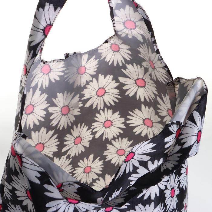 Сумка хозяйственная на кнопке, складная, цвет чёрный/белый