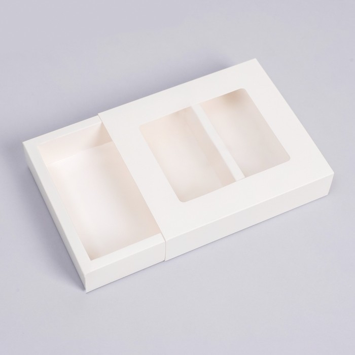 Коробка подарочная складная, упаковка, пенал, с окном, белая, 18 х 16 х 4 см