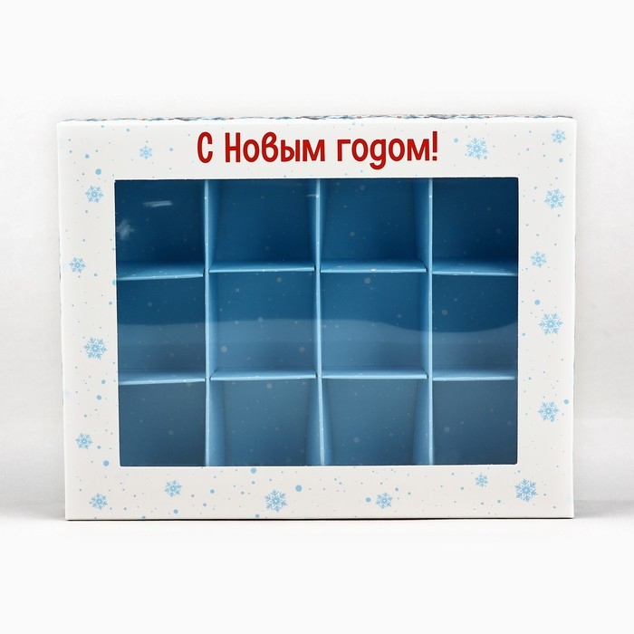 Коробка складная под 12 конфет &laquo;Снежный городок&raquo;, 14.4 х 18.4 х 3.8 см, Новый год