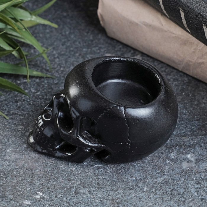 Подсвечник Подсвечник "Череп" черный, 8см