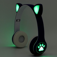 Наушники светящиеся ушки, беспроводные &laquo;Аниме&raquo;,сиреневые W-02