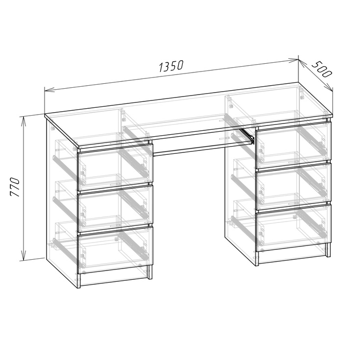 Стол письменный Мадера, 1360х500х770, Графит