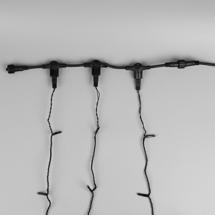 Гирлянда «Клип-лайт» 3 нити по 20 м, IP44, УМС, тёмная нить, 399 LED, свечение тёплое белое, мерцание всех светодиодов, 24 В Гирлянда «Клип-лайт» 3 нити по 20 м, IP44, УМС, тёмная нить, 399 LED, свечение тёплое белое, мерцание всех светодиодов, 24 В