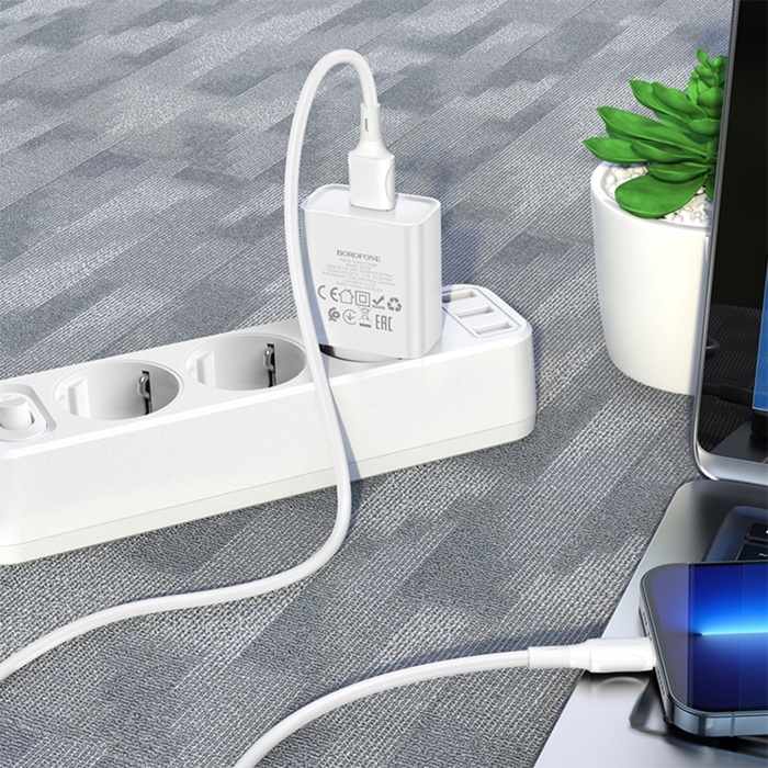 Сетевое зарядное устройство Borofone BA74A, USB, 2,1 А, белое