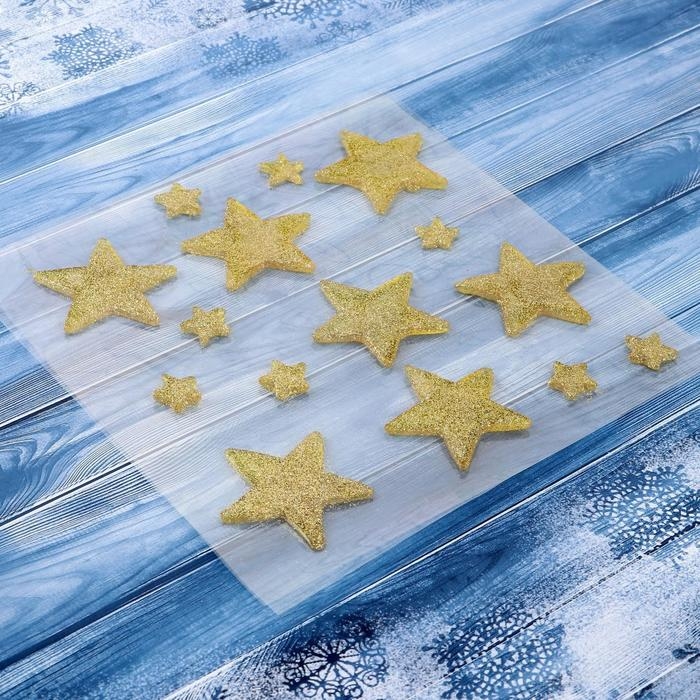 Наклейка на стекло Наклейка на стекло "Звёздочки золотые" (набор 15 шт) 18,5х18,5 см