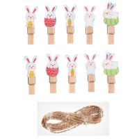 Прищепки декоративные &laquo;Зайчики и яички&raquo; набор 10 шт., 1.5 &times; 12 &times; 14 см