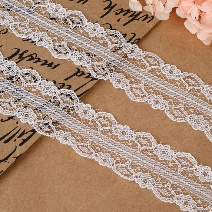 Кружево капроновое, 32 мм &times; 10 &plusmn; 1 м, цвет белый