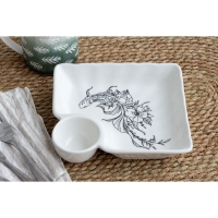 Блюдо керамическое с соусником &laquo;Азия&raquo;, 18.6 х 17.5 х 4 см, цвет белый