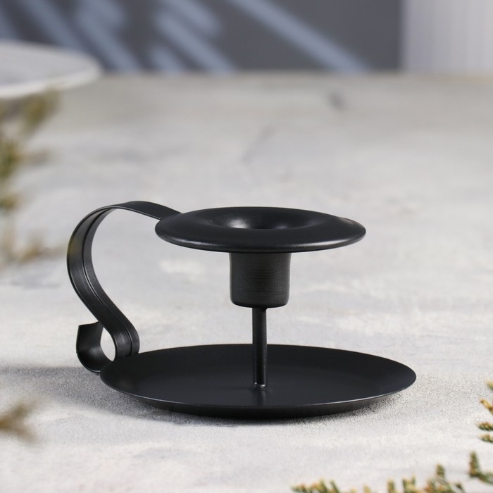 Подсвечник металлический Подсвечник металлический "Классика", на одну свечу, 11 х 6 см, черный