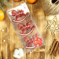 Украшение ёлочное "Лошадка-качалка" (набор 3 шт) 6х8 см, красный Украшение ёлочное "Лошадка-качалка" (набор 3 шт) 6х8 см, красный