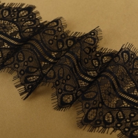 Кружево реснички, 130 мм &times; 9 &plusmn; 0,5 м, в бобине 3 шт по 3 м, цвет чёрный