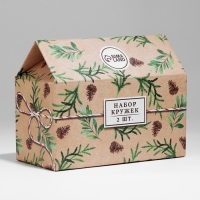 Новый год. Набор кружек стеклянных «Тепла и уюта!», 2 шт Новый год. Набор кружек стеклянных «Тепла и уюта!», 2 шт