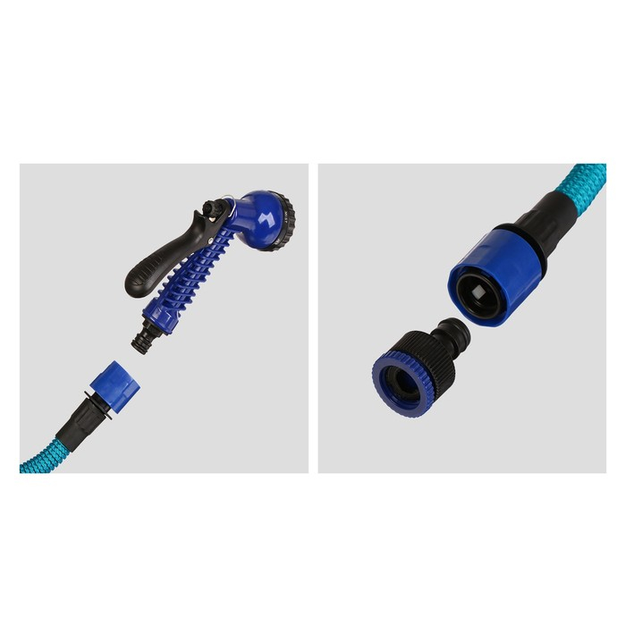 Шланг поливочный растягивающийся от 7,5 до 22,5 м, латекс, быстросъёмный, с поливочным пистолетом и штуцером, Greengo Шланг поливочный растягивающийся от 7,5 до 22,5 м, латекс, быстросъёмный, с поливочным пистолетом и штуцером, Greengo